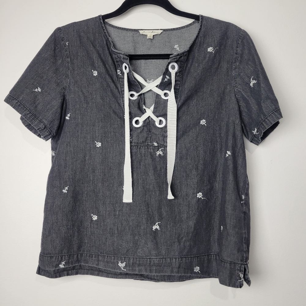 JANE & DELANCEY WOMEN'S SHORT SLEEVE COTTON TOP SIZE SMALL